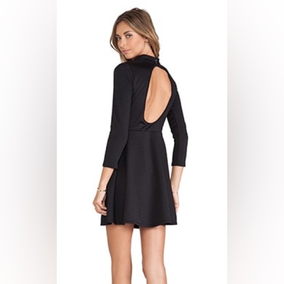 Free People Flirt N Flare Open Back Textured Black Mini Dress - Picture 2 of 7